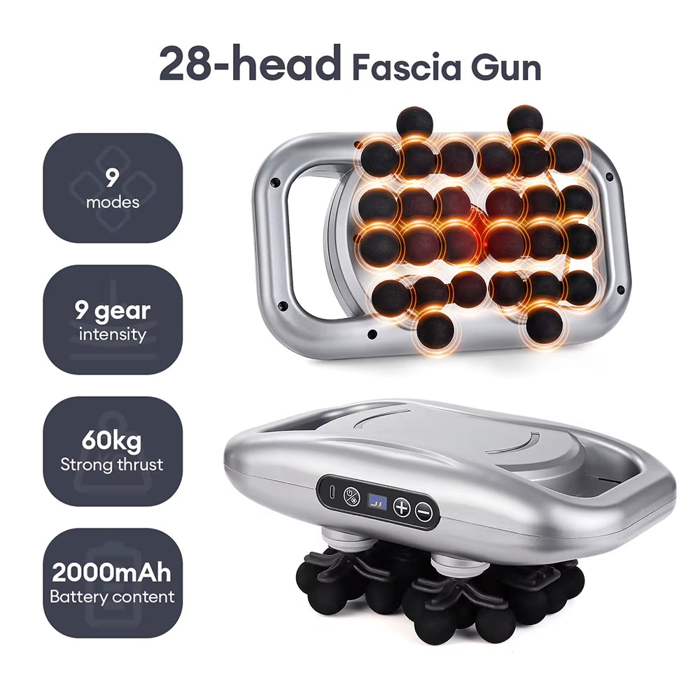 22-Head Fascia Gun High-Frequency Vibration Body Massage Gun Back and Waist Massager Massager Neck Shoulder Massager Masajeador