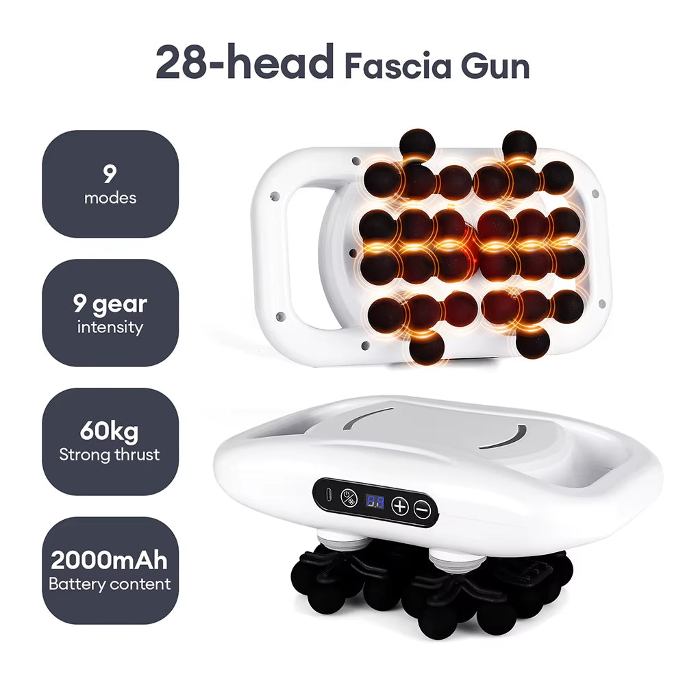 22-Head Fascia Gun High-Frequency Vibration Body Massage Gun Back and Waist Massager Massager Neck Shoulder Massager Masajeador