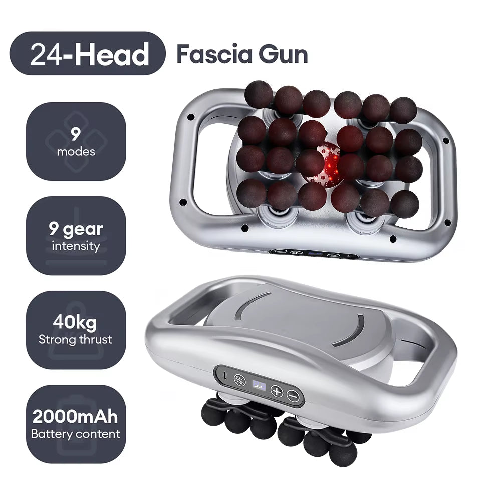 22-Head Fascia Gun High-Frequency Vibration Body Massage Gun Back and Waist Massager Massager Neck Shoulder Massager Masajeador