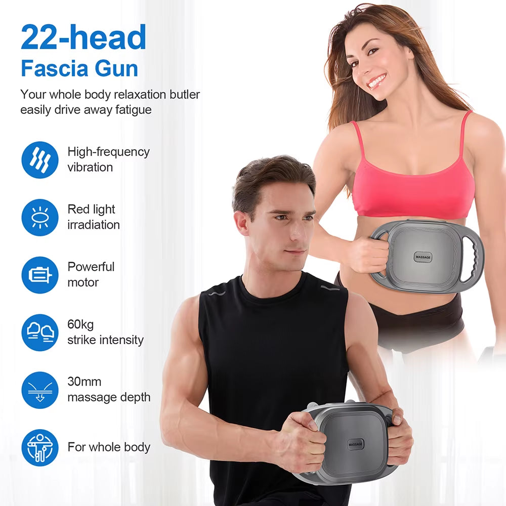 22-Head Fascia Gun High-Frequency Vibration Body Massage Gun Back and Waist Massager Massager Neck Shoulder Massager Masajeador