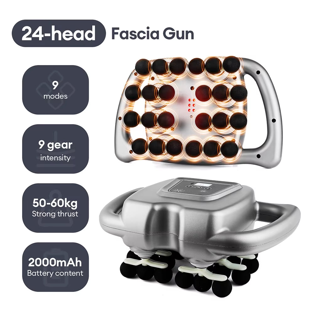 22-Head Fascia Gun High-Frequency Vibration Body Massage Gun Back and Waist Massager Massager Neck Shoulder Massager Masajeador