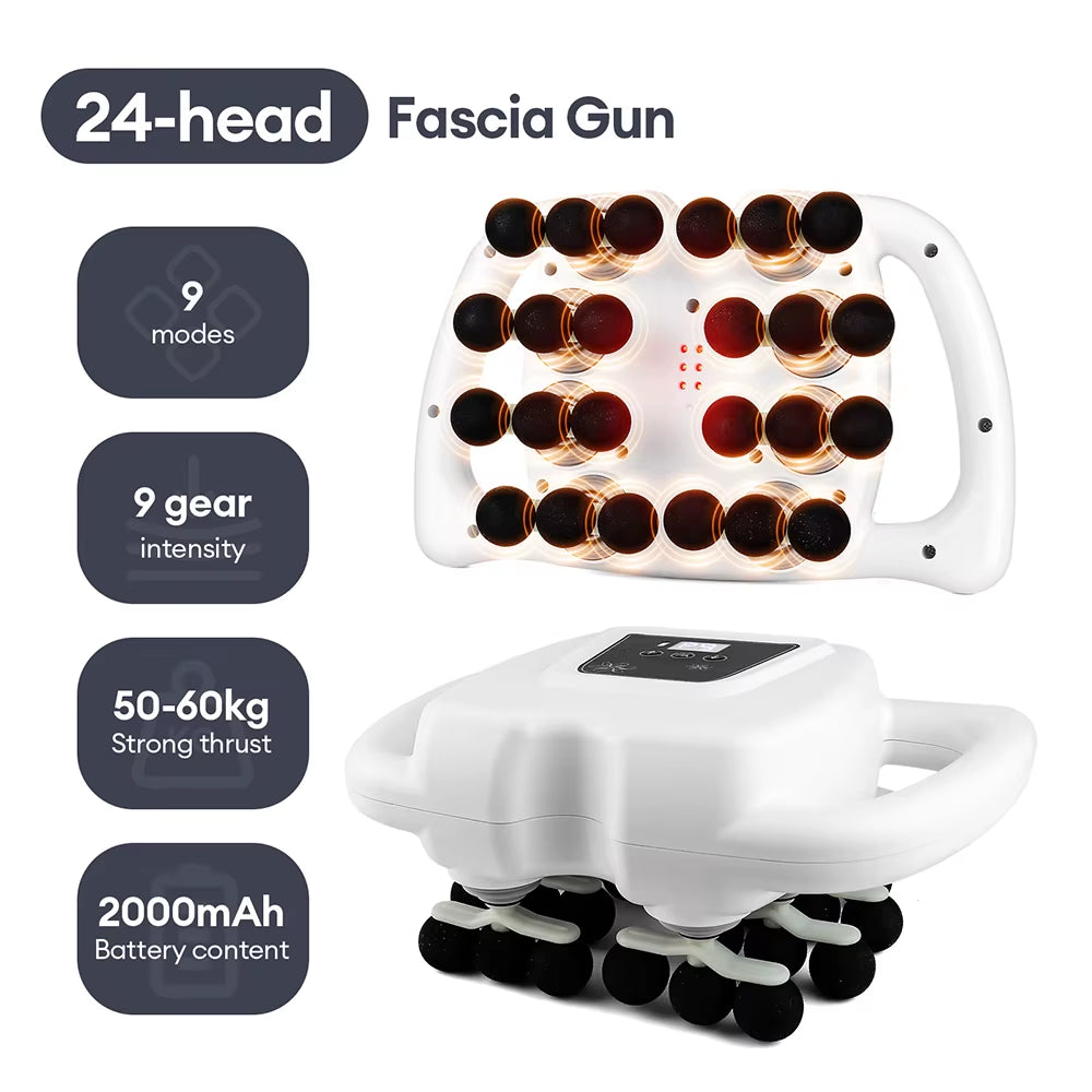 22-Head Fascia Gun High-Frequency Vibration Body Massage Gun Back and Waist Massager Massager Neck Shoulder Massager Masajeador
